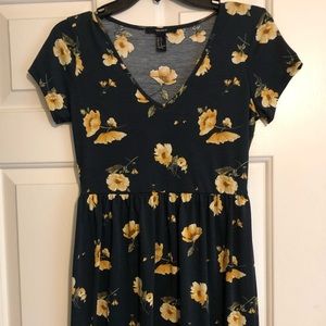 Forever 21 navy blue floral knit dress